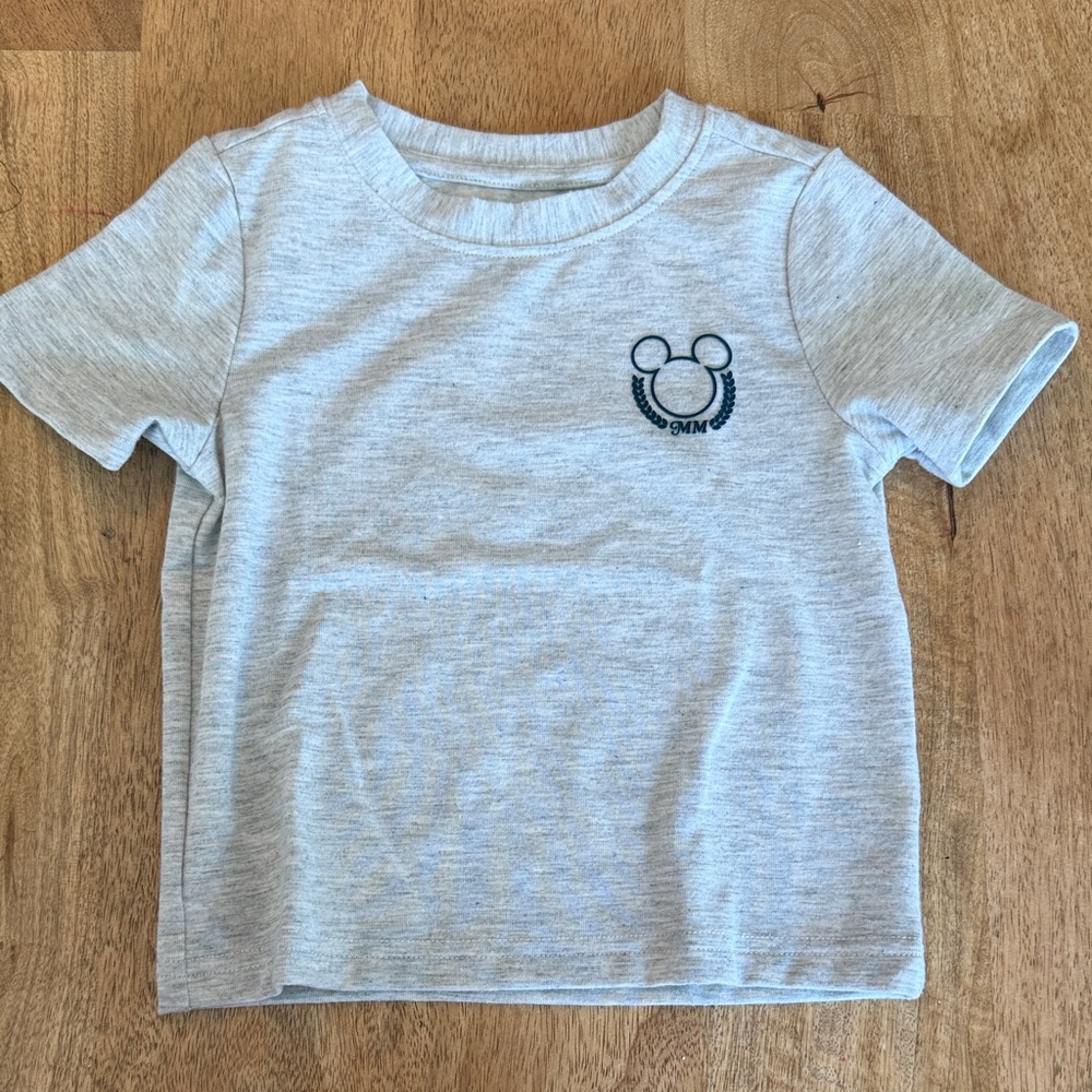 Janie and Jack x Disney Light Gray Short Sleeve Tee with Mickey Mouse Logo